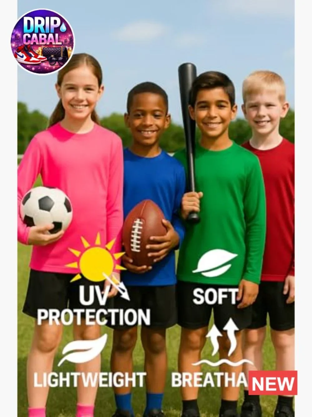 Youth Long Sleeve Compression Shirt Moisture Wicking Rash Guard Swim Shirt
